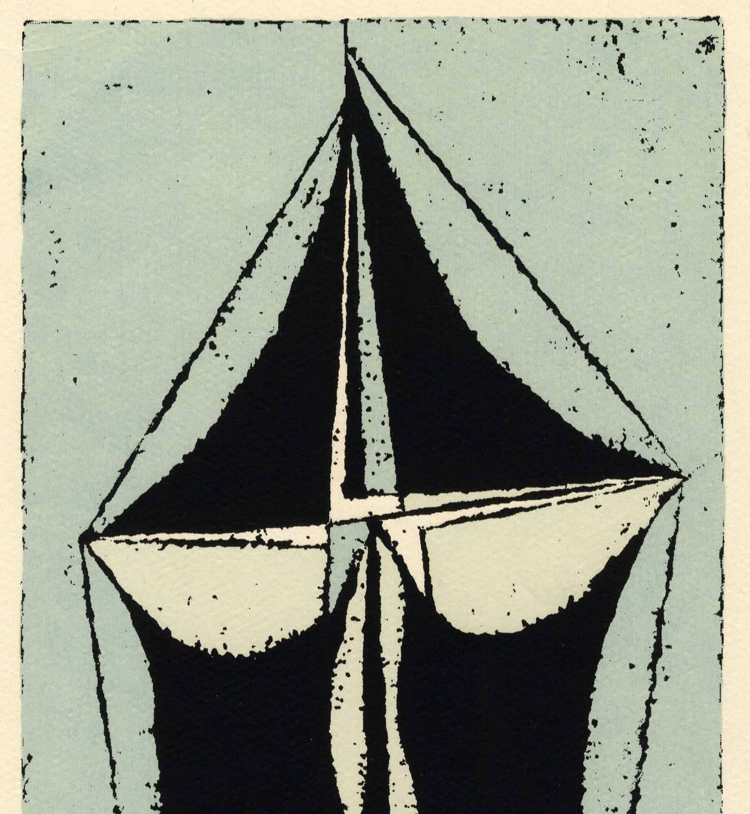 Dark Vessel (one of the very early examples of screenprinting as a fine art) - Print by Edward Landon