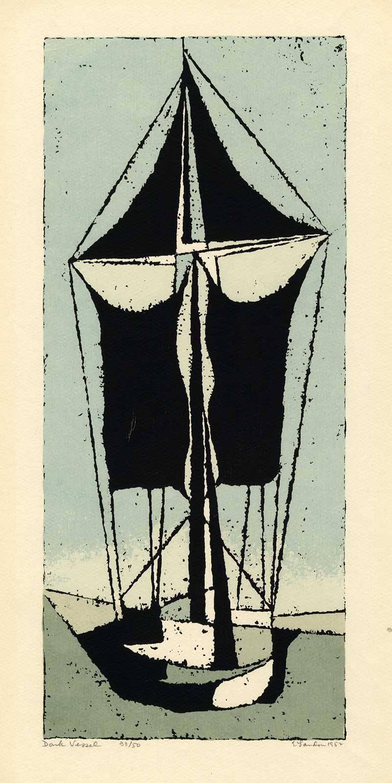 Edward Landon Print - Dark Vessel (one of the very early examples of screenprinting as a fine art)