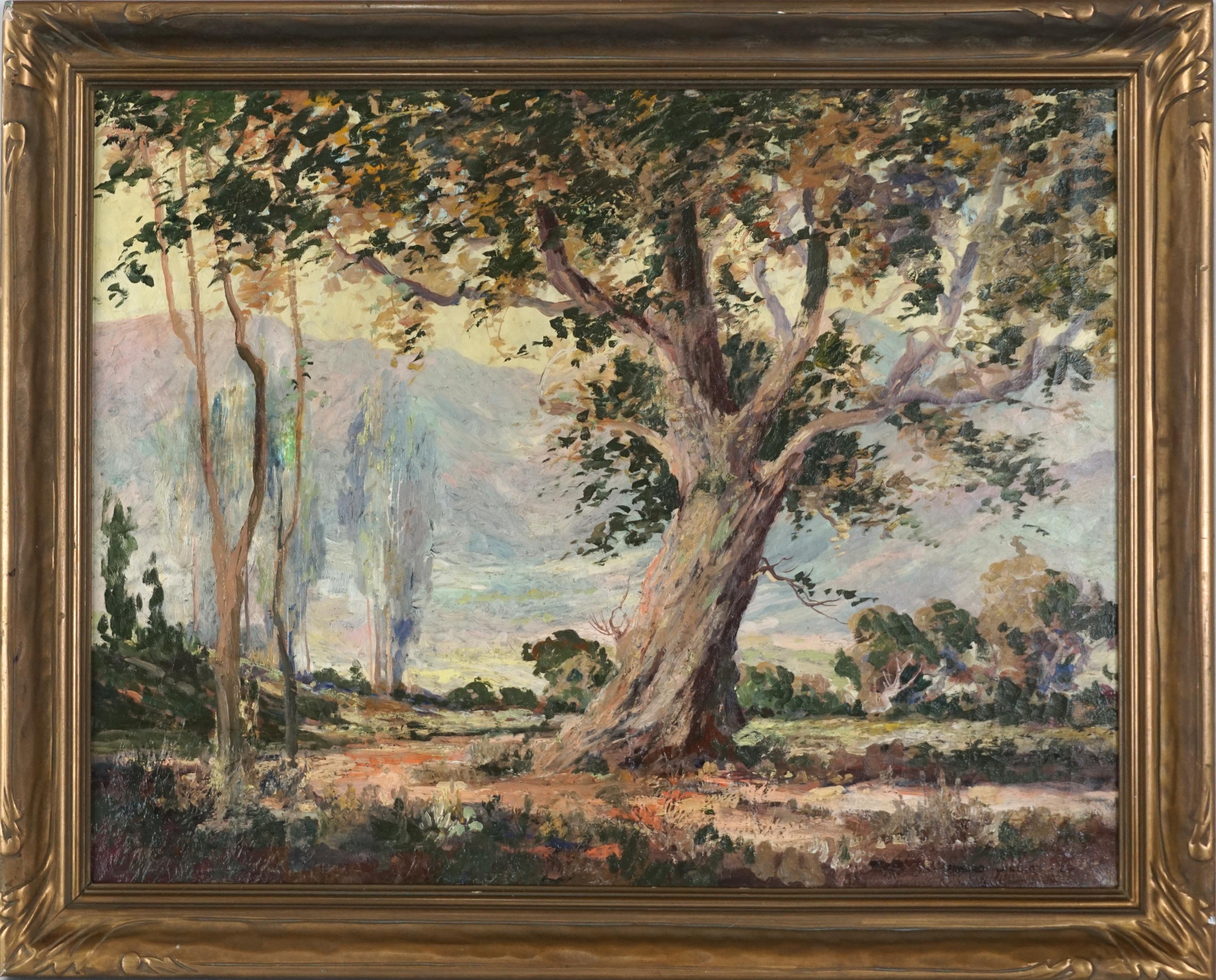 Landscape Painting Edward Langley - Paysage californien du début du 20e siècle - lever au sommet de la montagne de Tin, vallée de la mort