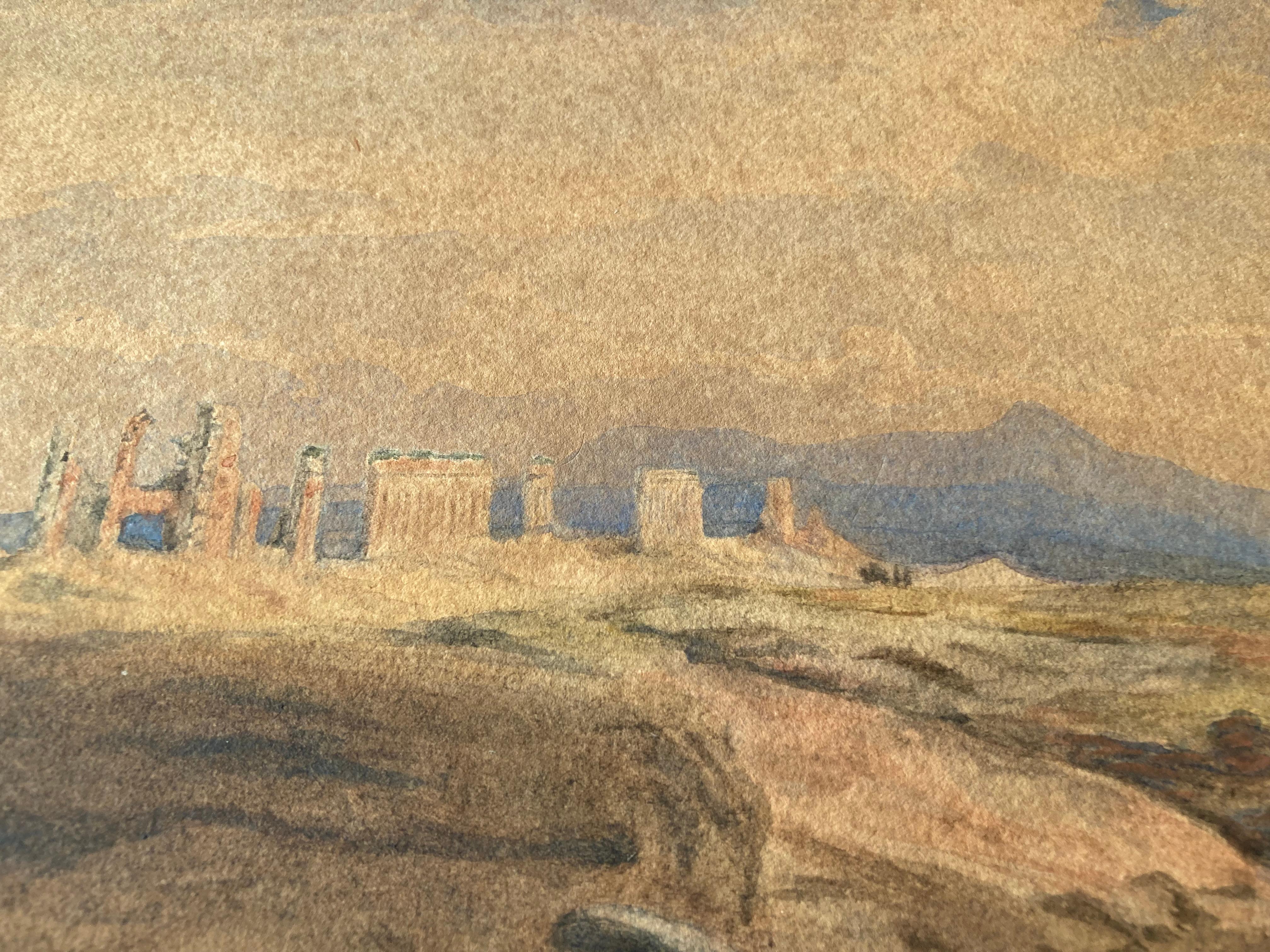 Edward Lear, Vaste paysage grec ou romain, temple, ruines, Art britannique en vente 9