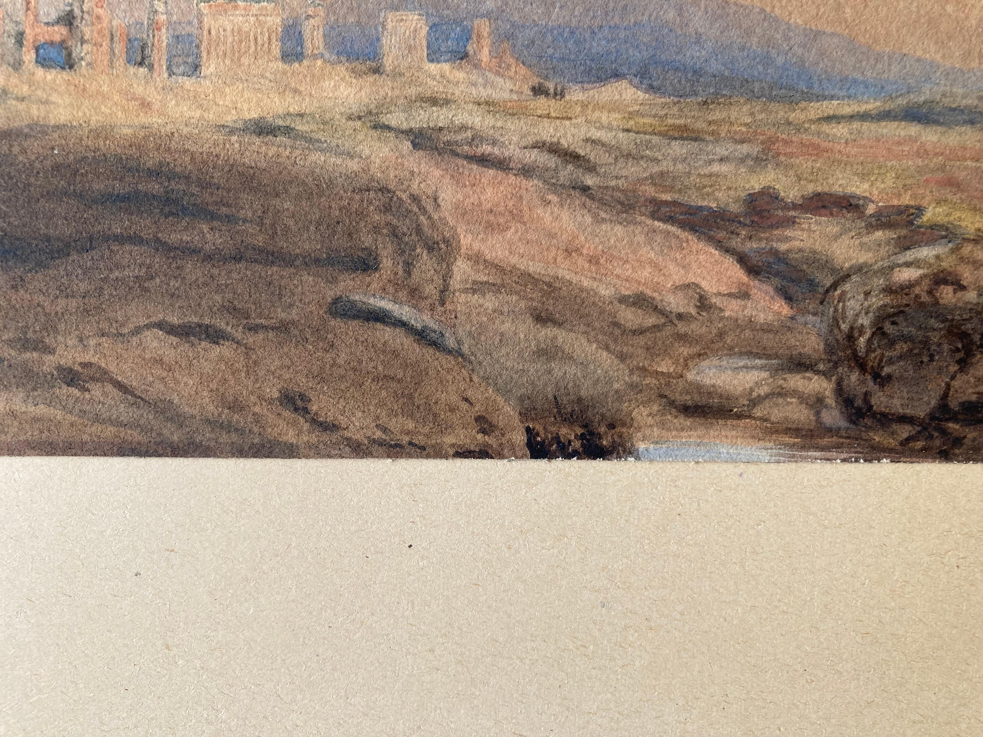 Edward Lear, Vaste paysage grec ou romain, temple, ruines, Art britannique en vente 12