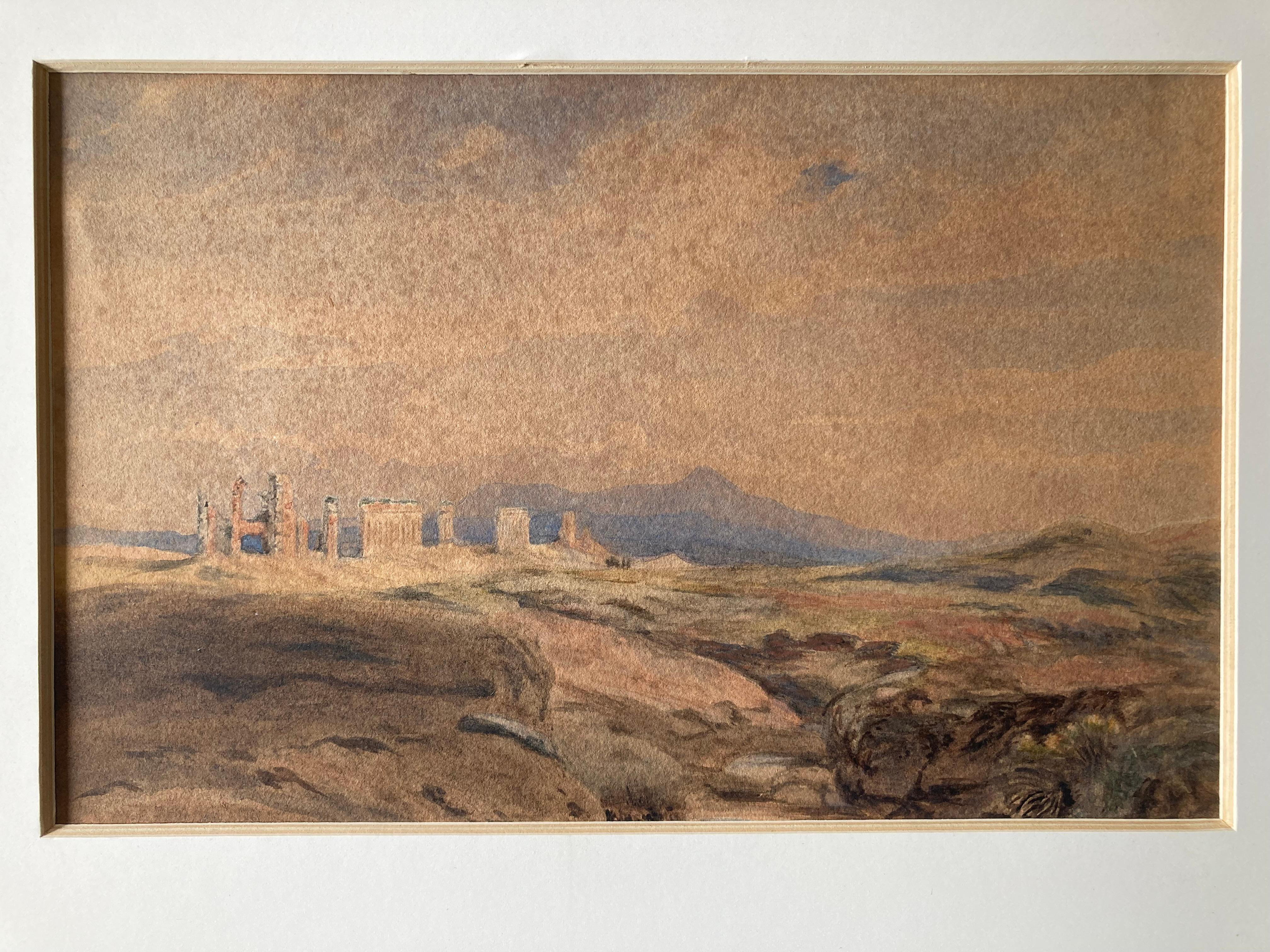 Edward Lear, umfangreiche griechische oder römische Landschaft, Tempel, Ruinen, britische Kunst im Angebot 1