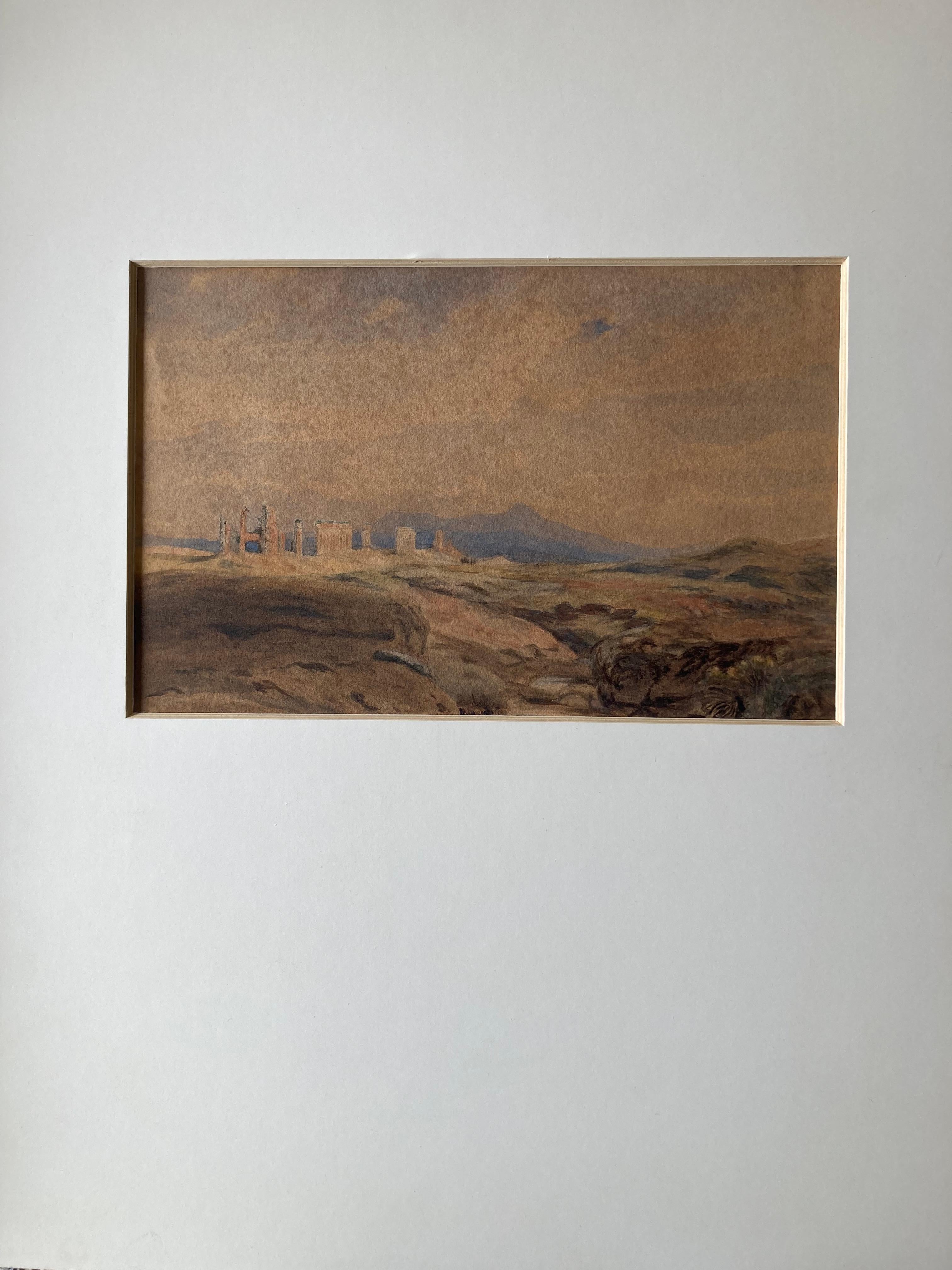 Edward Lear, Vaste paysage grec ou romain, temple, ruines, Art britannique en vente 2