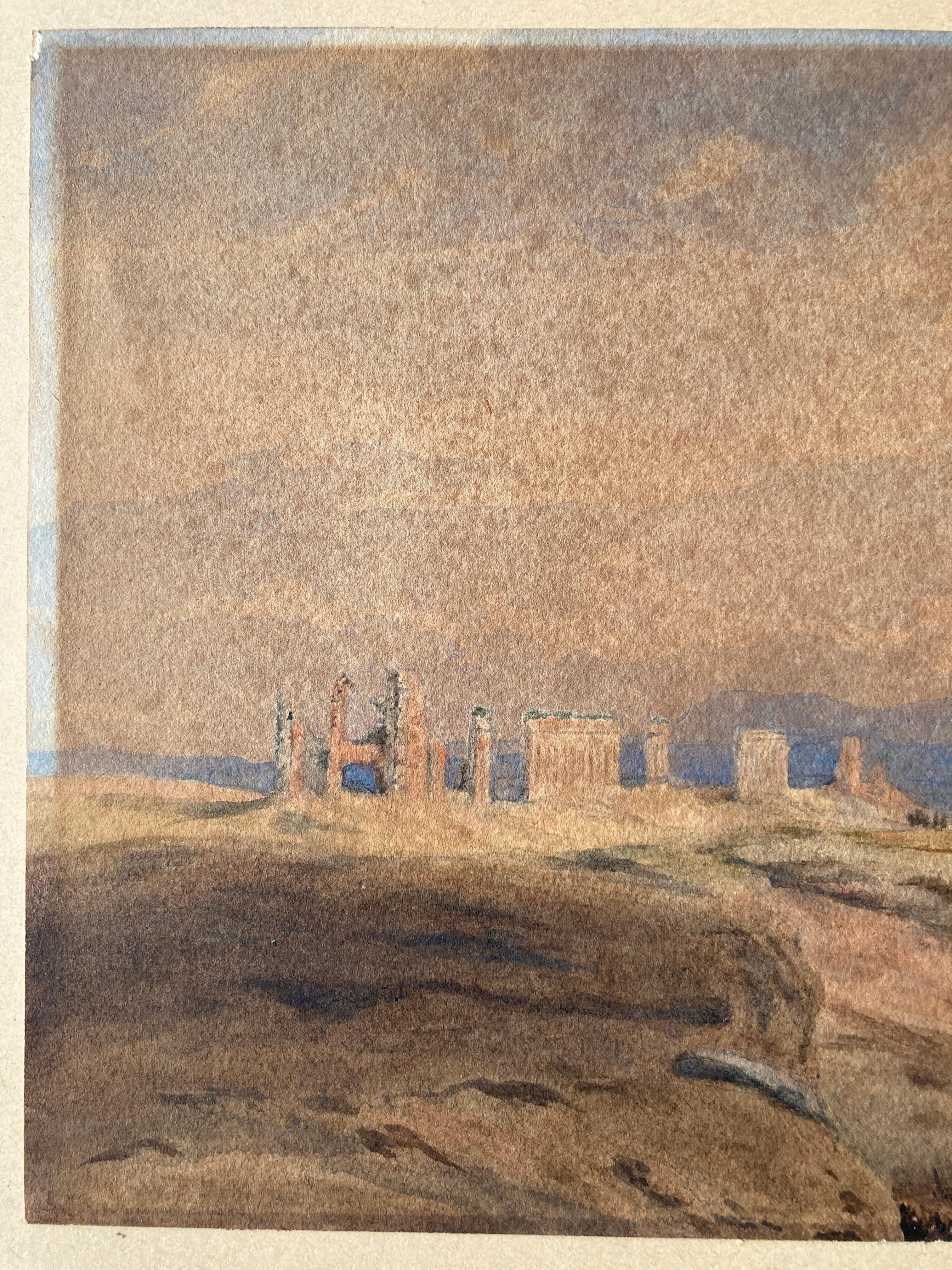 Edward Lear, umfangreiche griechische oder römische Landschaft, Tempel, Ruinen, britische Kunst im Angebot 5