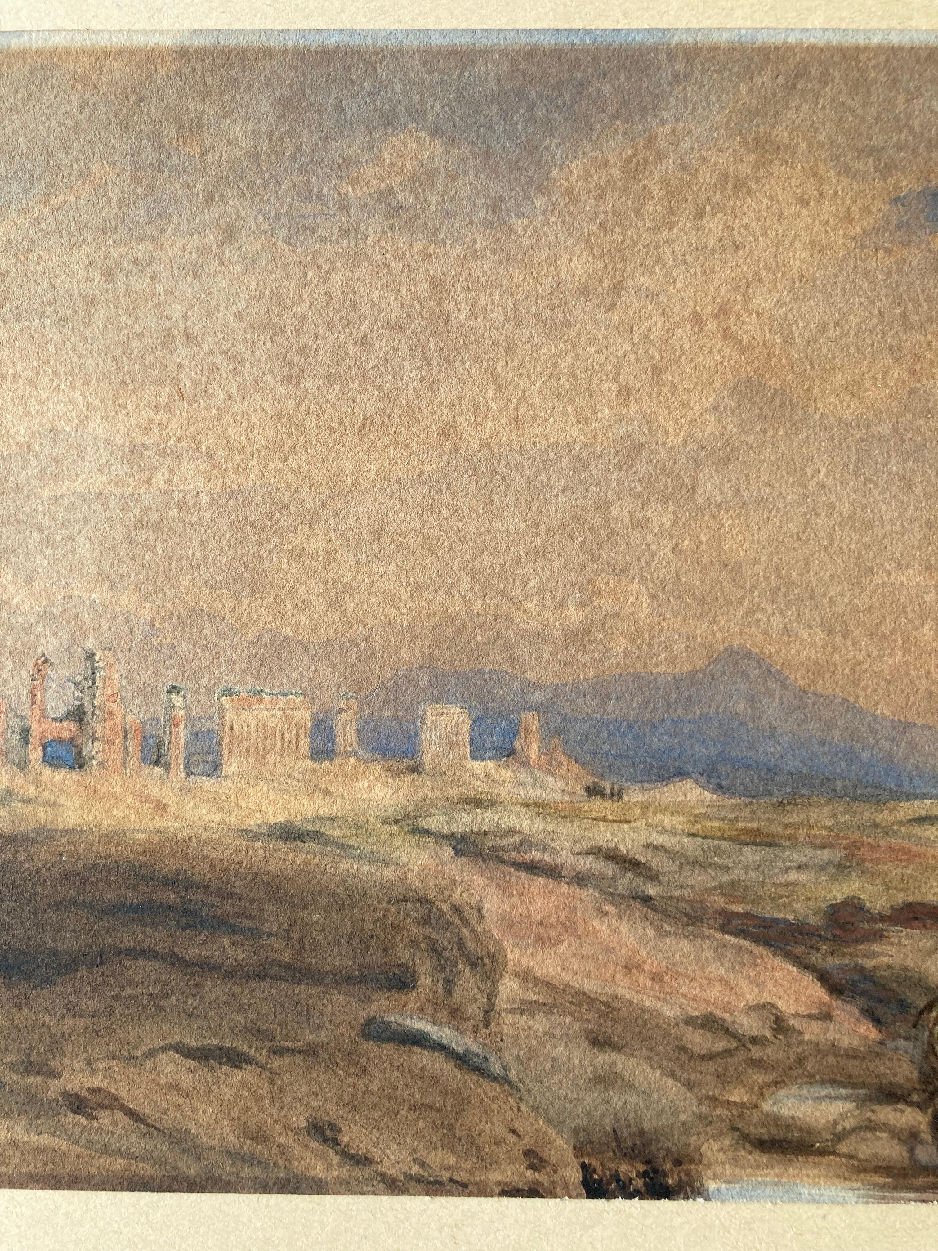 Edward Lear, umfangreiche griechische oder römische Landschaft, Tempel, Ruinen, britische Kunst im Angebot 6