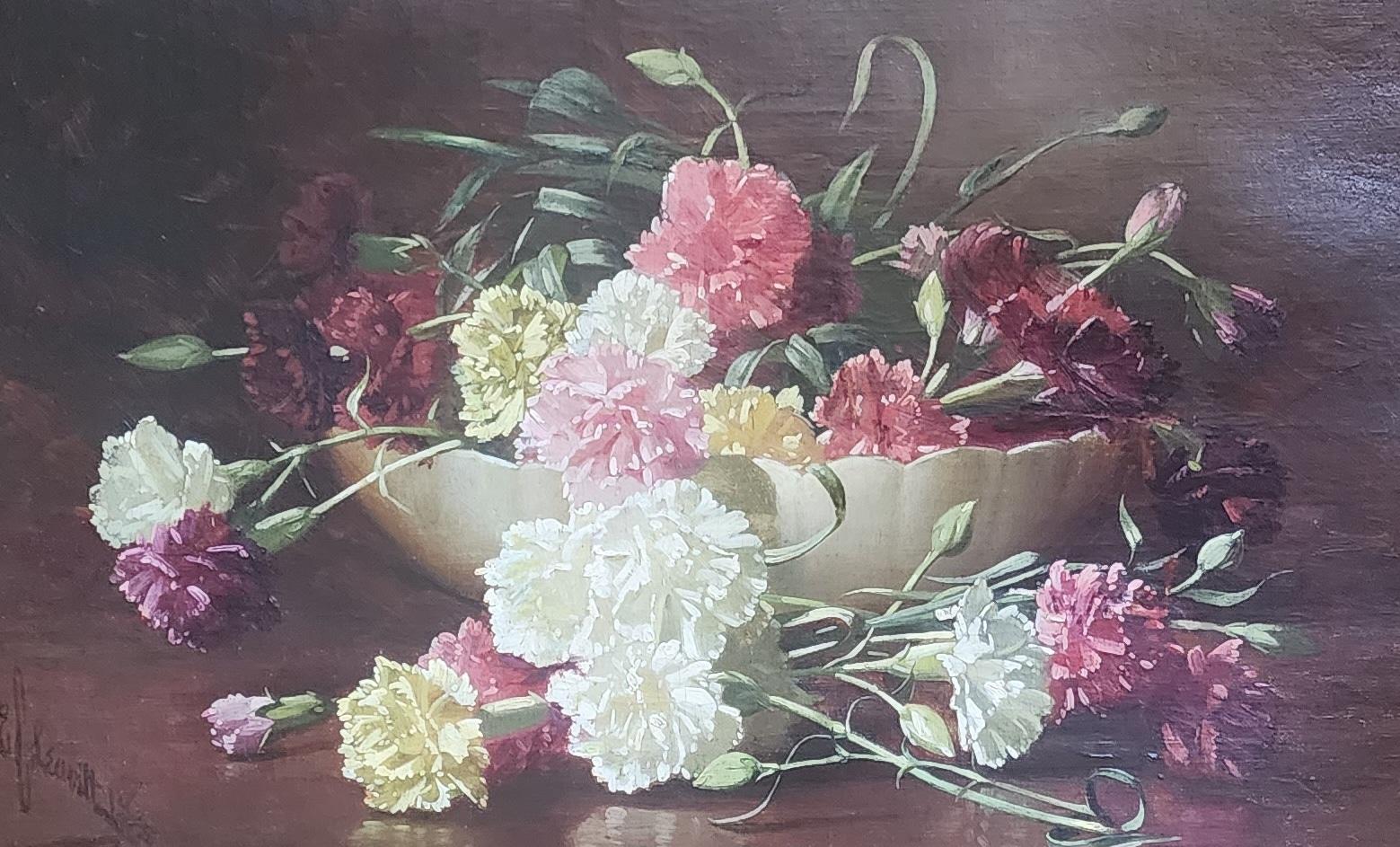 Edward Leavitt  Still-Life Painting - Carnations 