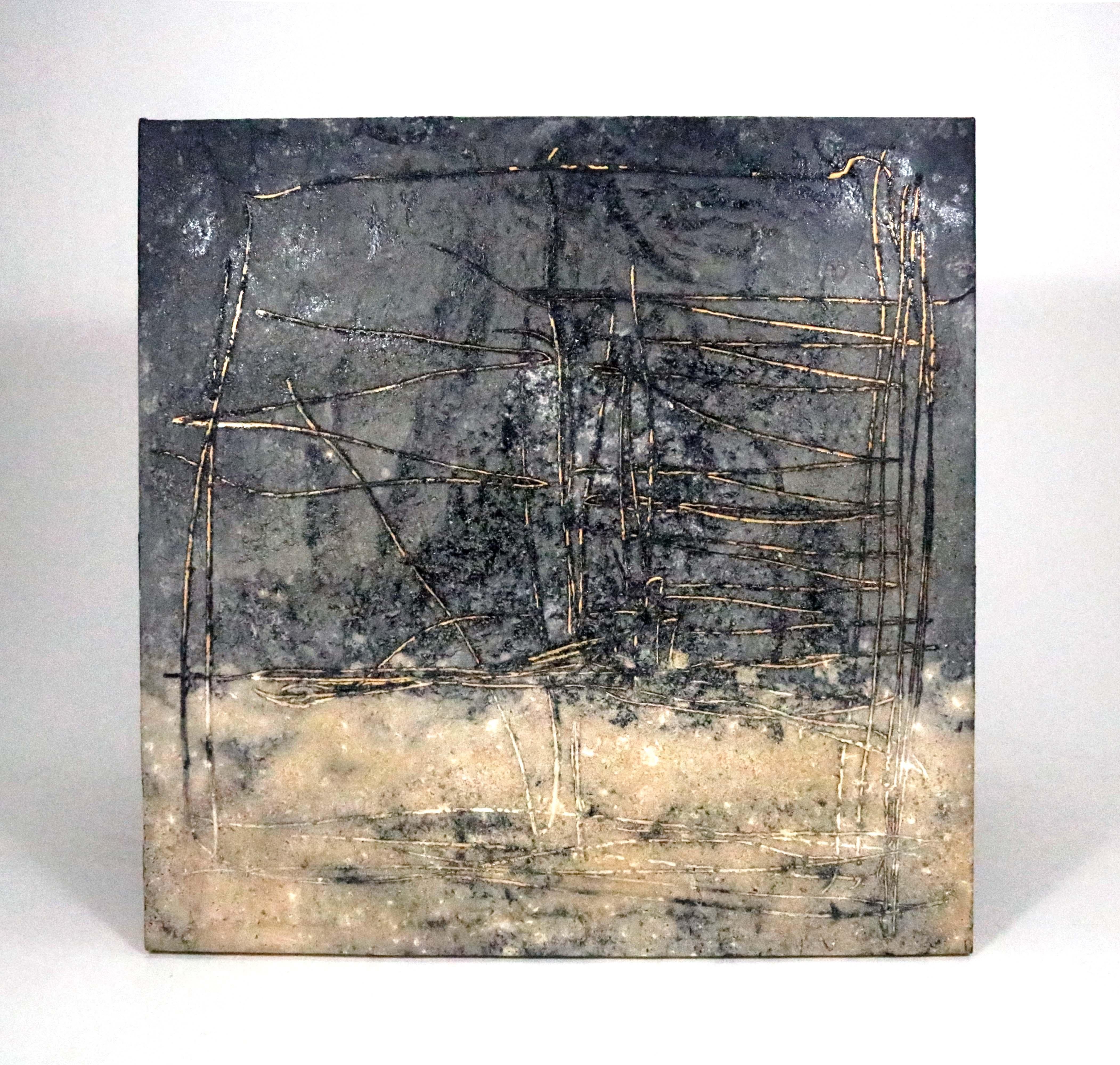 A striking and engaging oil and ground granite on canvas work by Edward Lentsch, 2015.

Previously included in the 