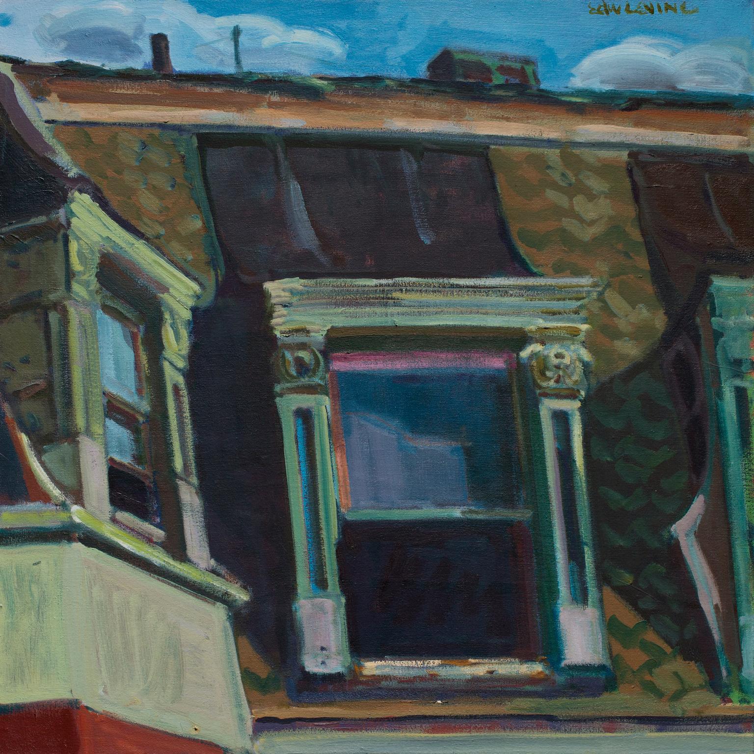 Title Unknown, Acrylic on Canvas, Detroit Home - Painting by Edward Levine