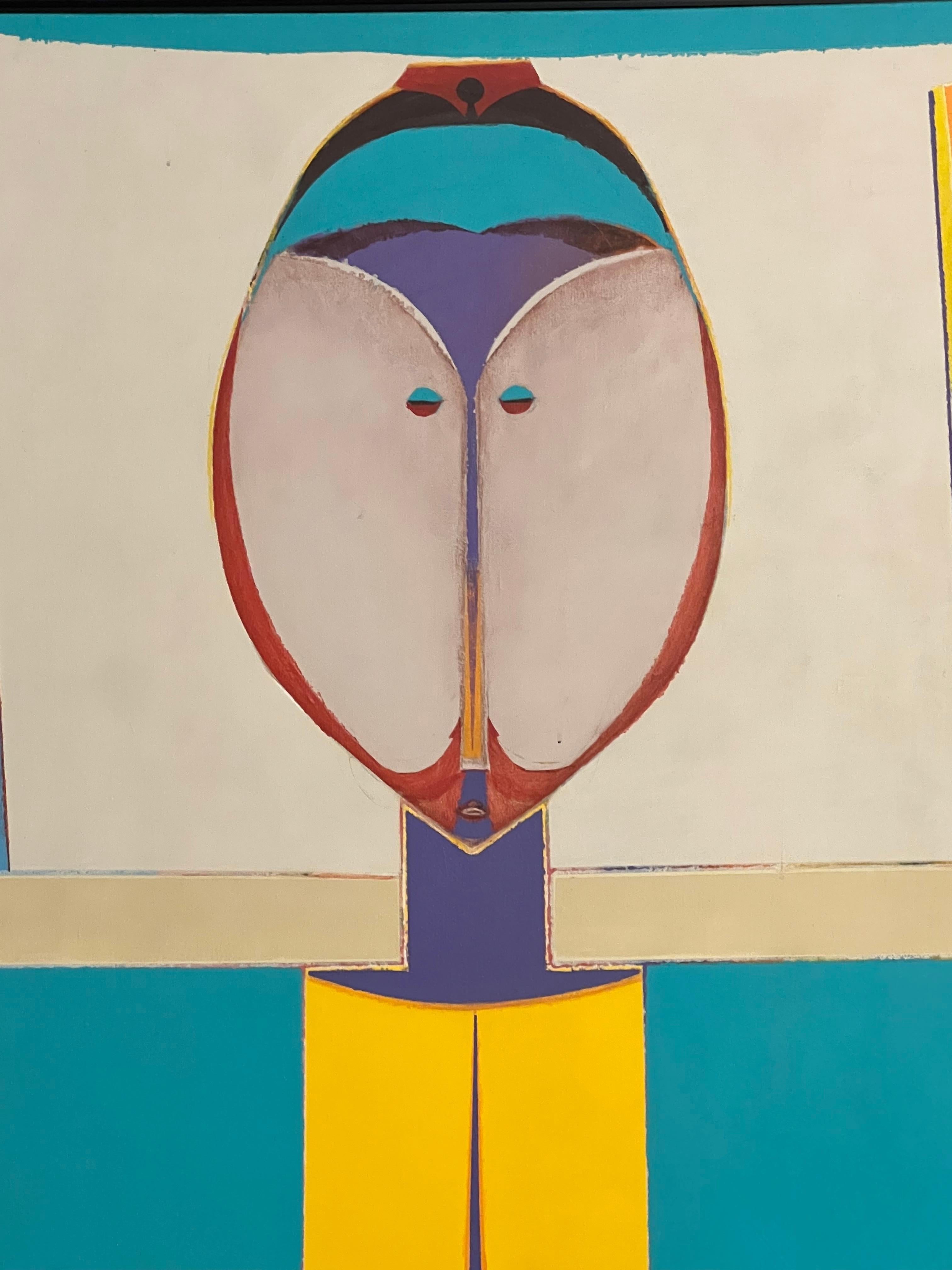 Acrílico de colores Retrato primitivo moderno de Edward Lewis en venta 1