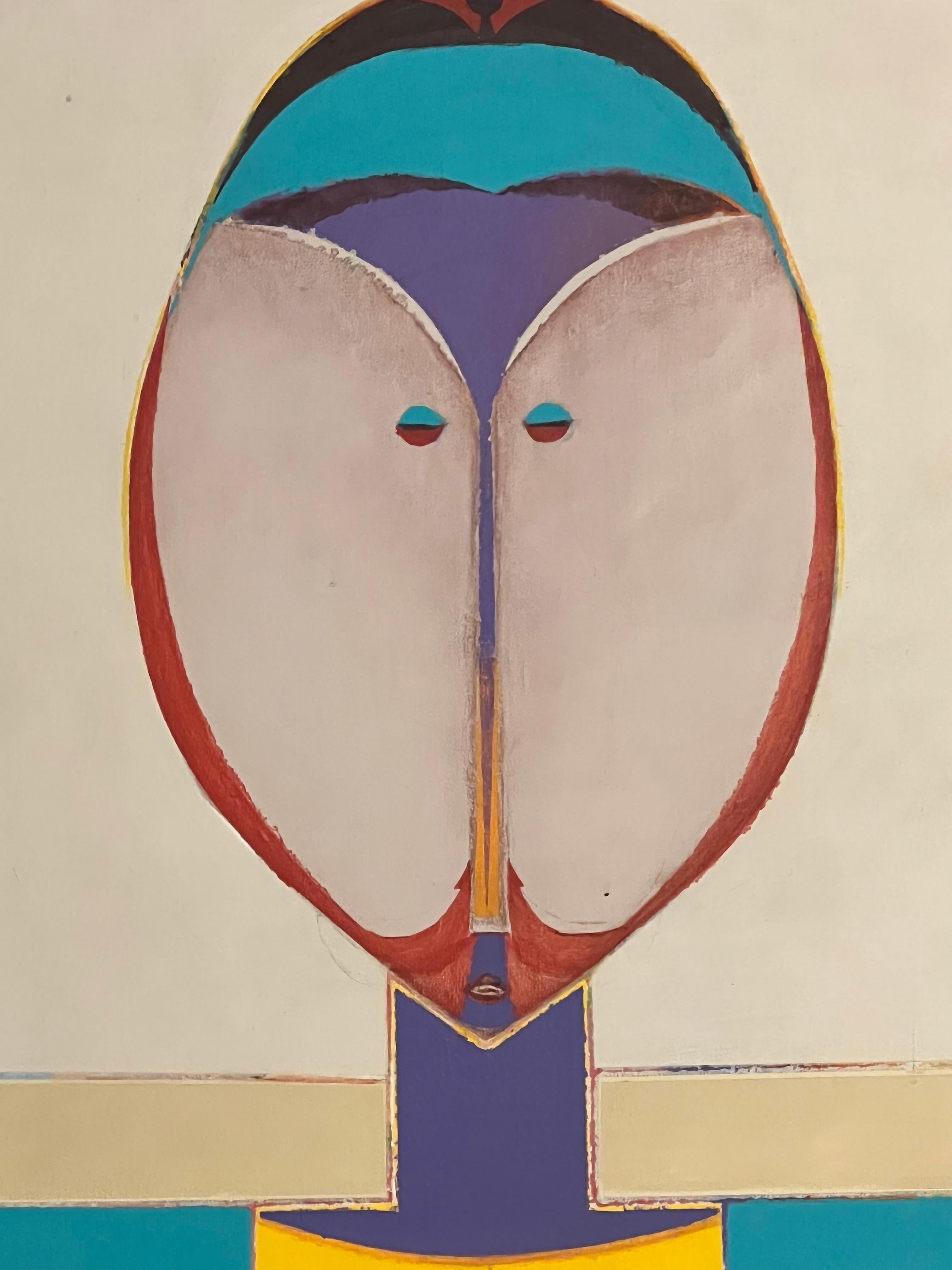 Acrílico de colores Retrato primitivo moderno de Edward Lewis en venta 2
