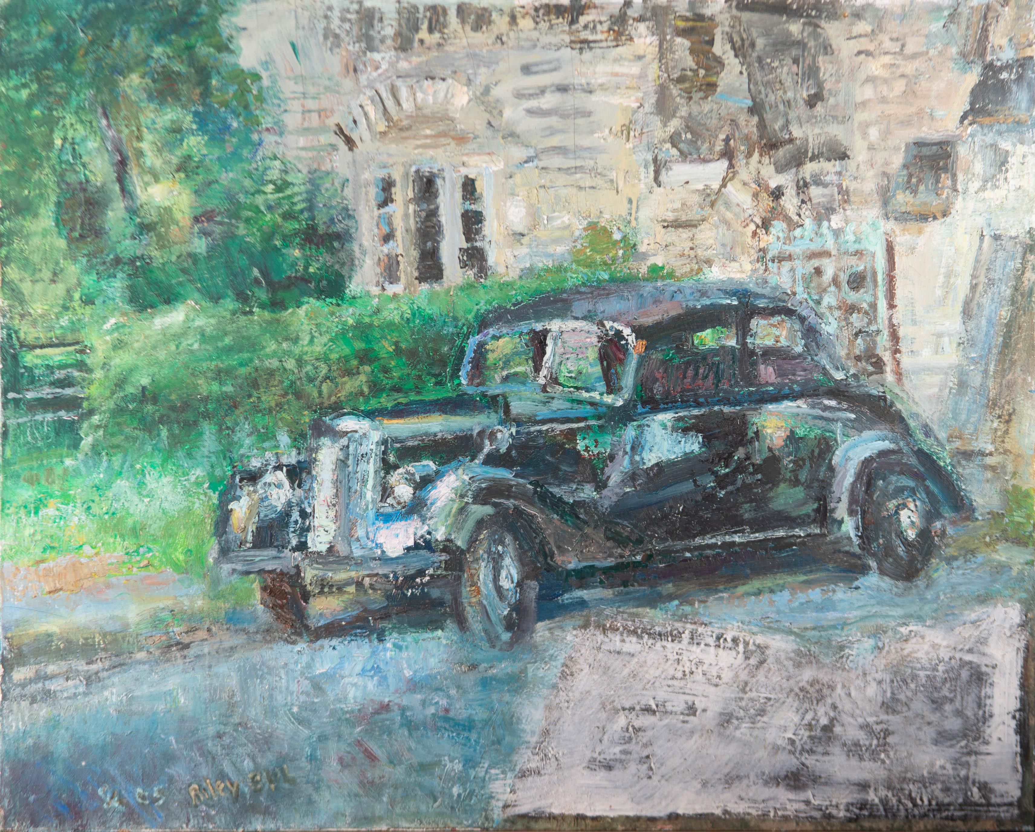 Impastoed oils are used in an impressionistic manner to render a fine study of a vintage car. The artwork is dated and indistinctly inscribed in the lower left. Unsigned. On canvas laid to board.

