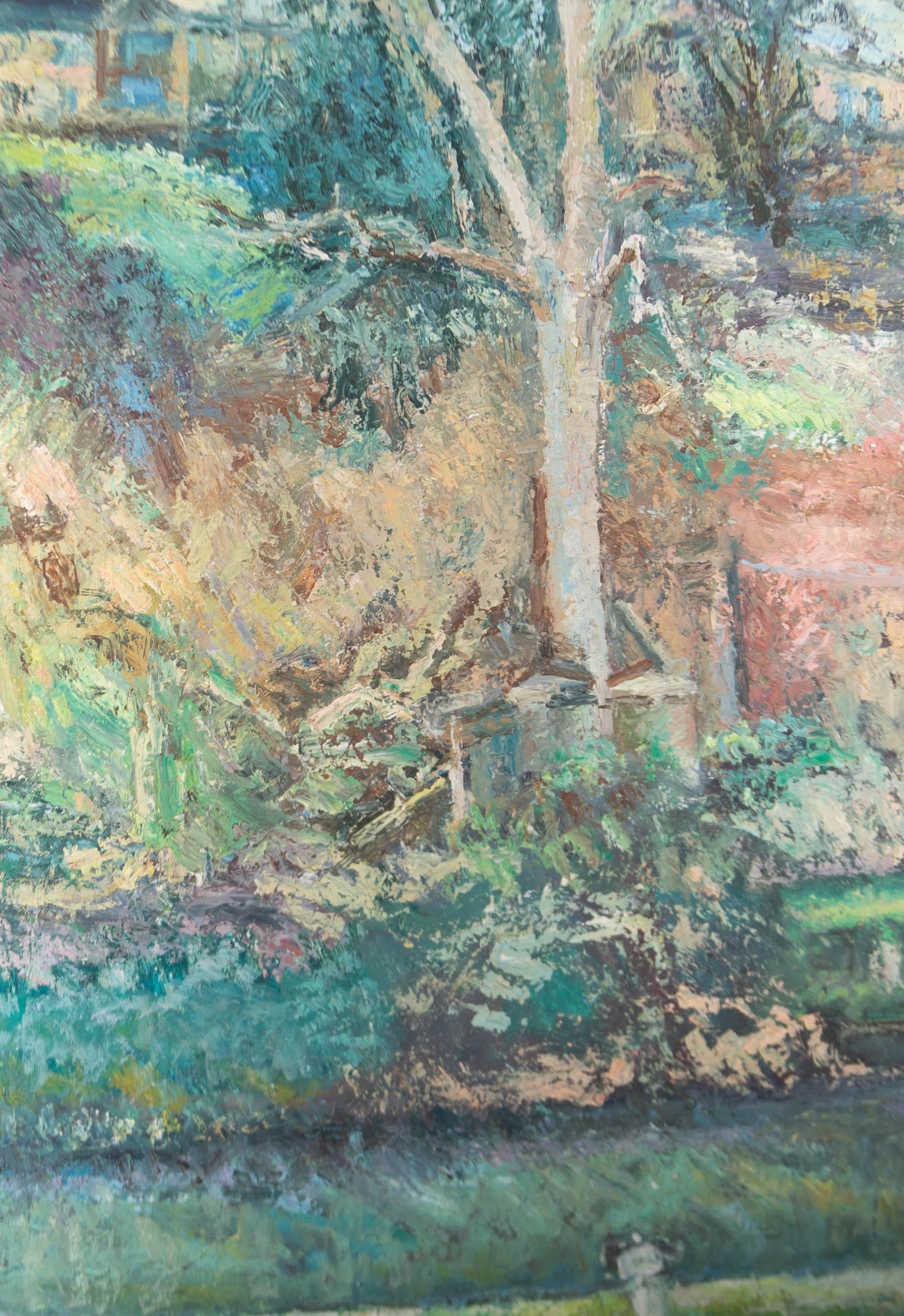 An impressionistic woodland scene is captured through the vigorous application of earthy green tones in thick impastos. The artwork has been finished to an honest and peaceful effect, truly capturing the subtleties of a springtime Forest. The