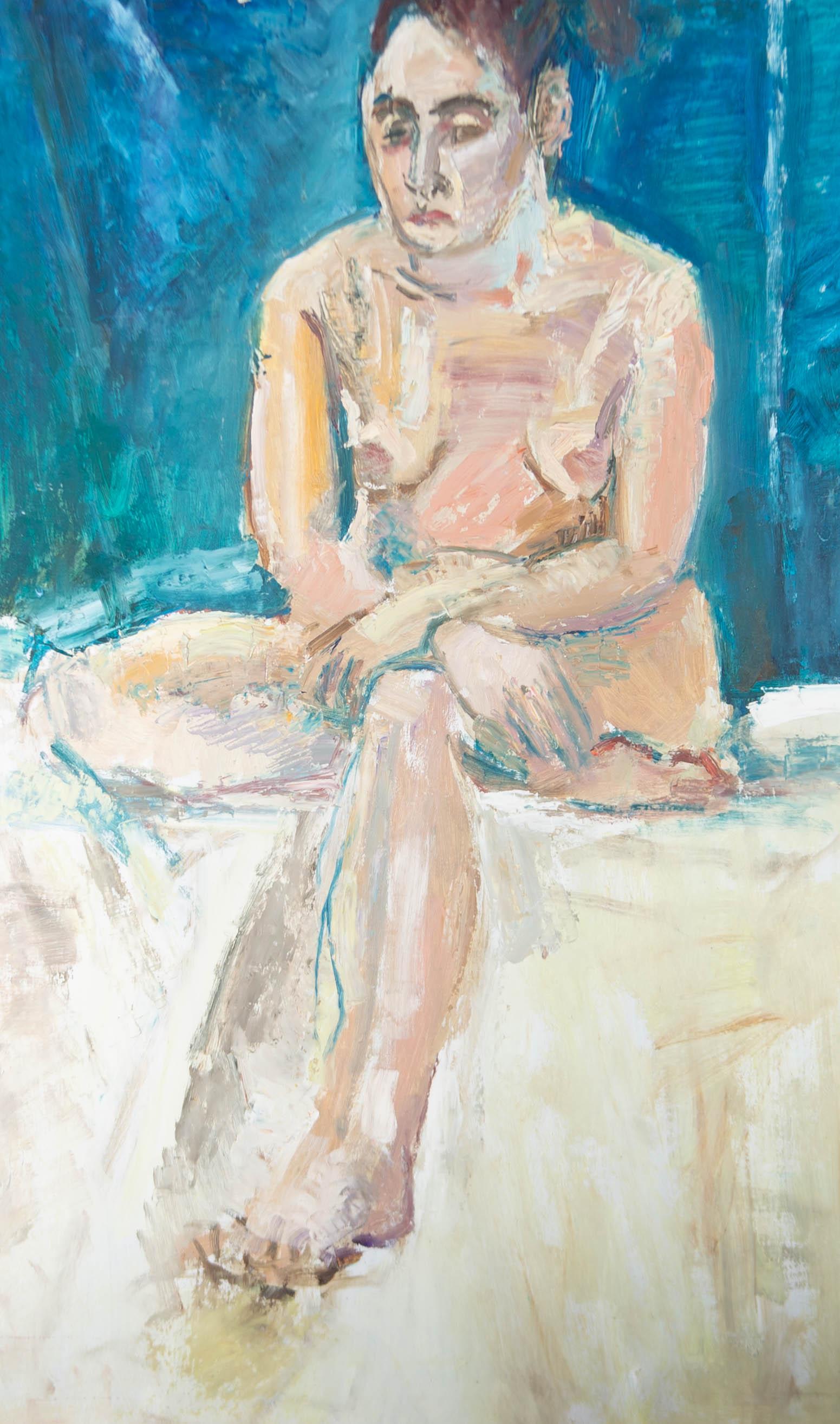 Edward Lewis (1936-2018) - Contemporary Oil, Melancholy Nude For Sale 3