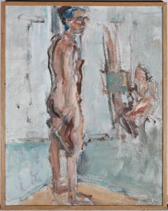 Edward Lewis (1936-2018) - Contemporary Oil, Standing Male Nude