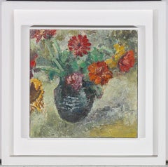 Edward Lewis (1936-2018) - Óleo enmarcado 2007, Caléndulas