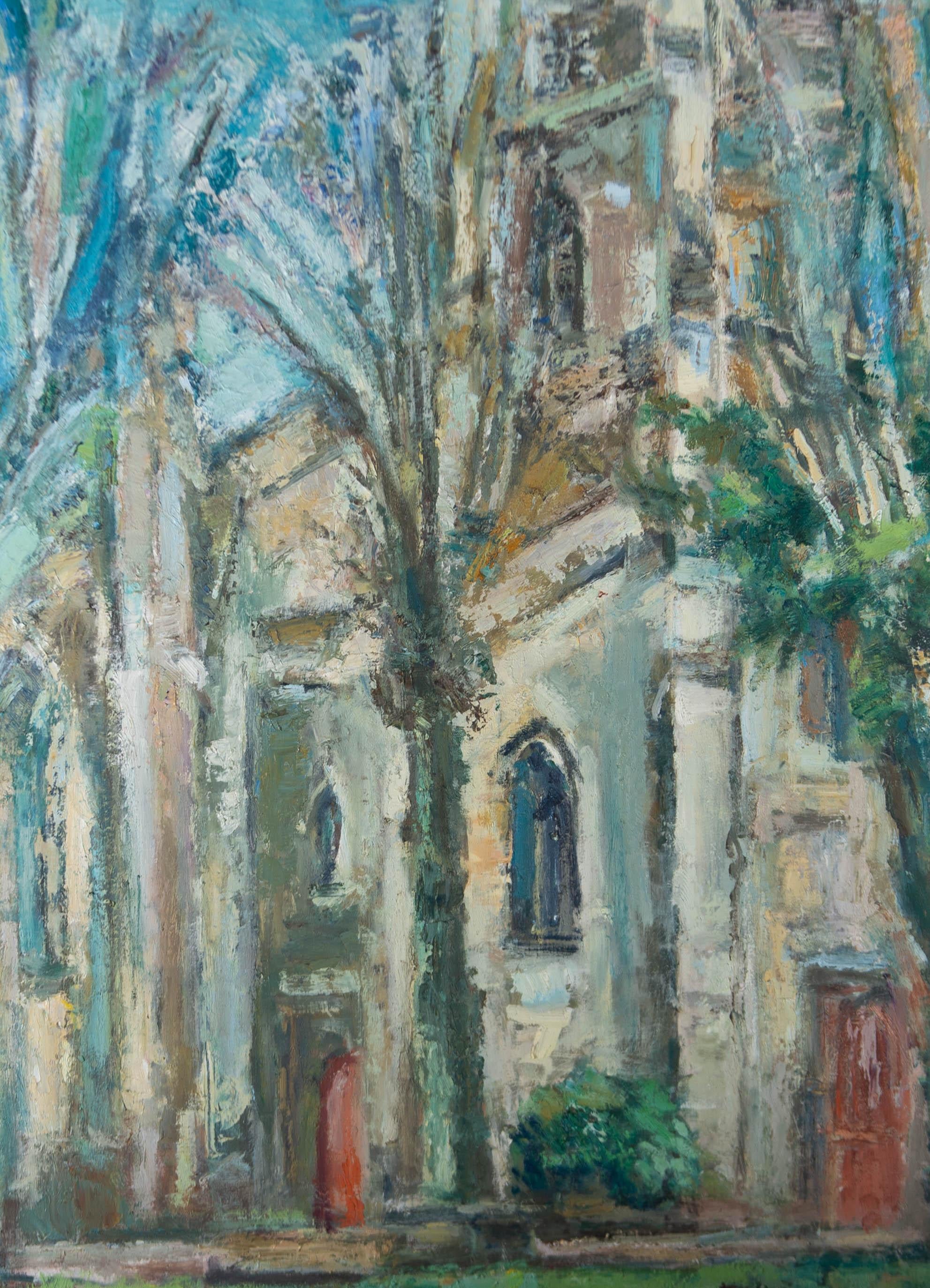 Edward Lewis (1936-2018) - Framed 20th Century Oil, Churchyard For Sale 1