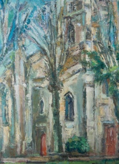 Edward Lewis (1936-2018) - Gerahmtes Öl des 20. Jahrhunderts, Kirchhof