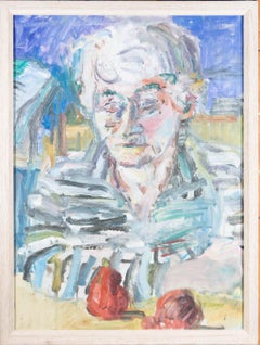 Edward Lewis (1936-2018) - Huile contemporaine encadrée, portrait impressionniste