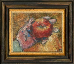 Edward Lewis (1936-2018) - Signed & Framed 2009 Oil, Holding an Apple