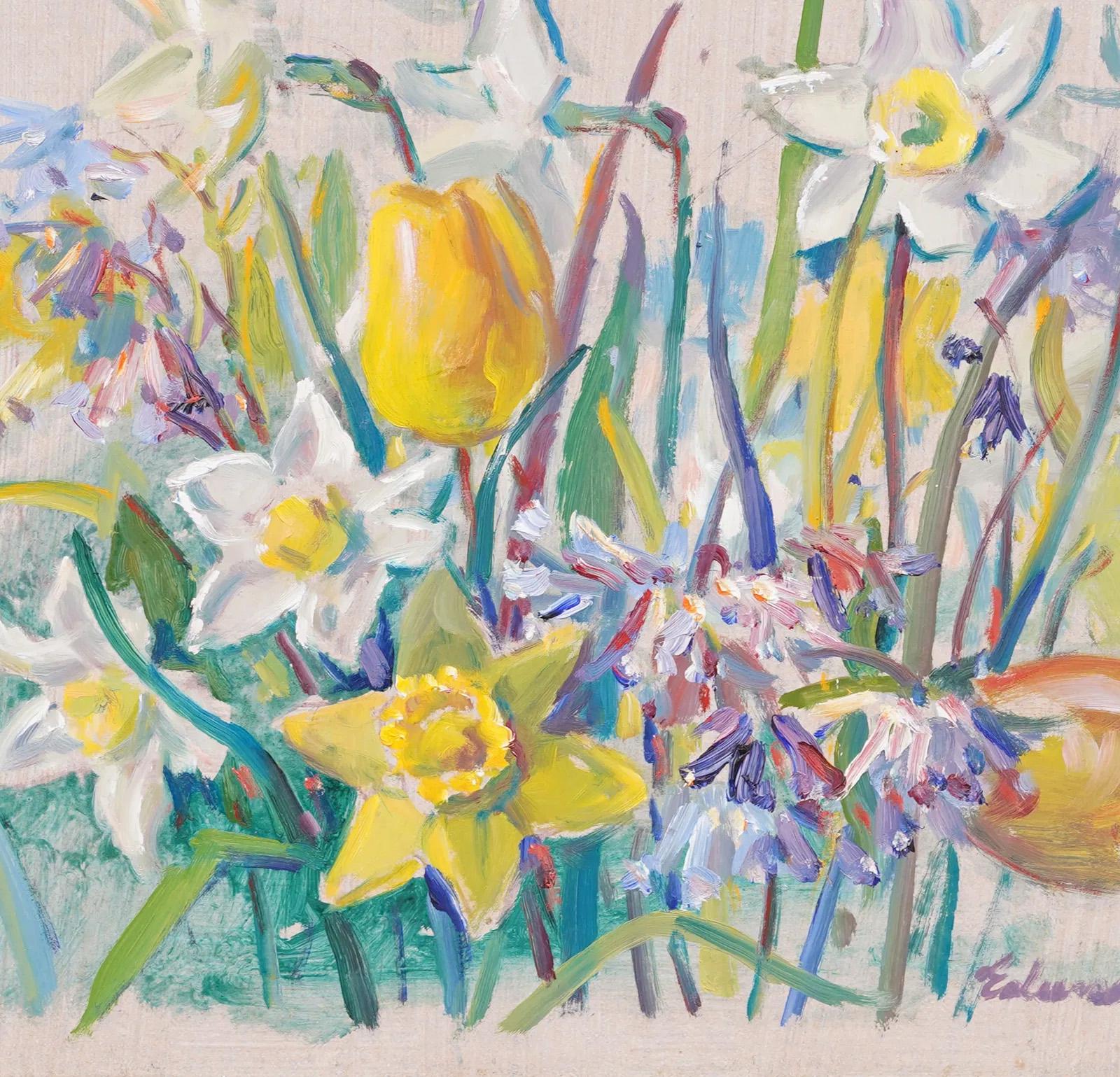 Antique Polish American Impressionist Flower Still Life Framed Oil Painting For Sale 2