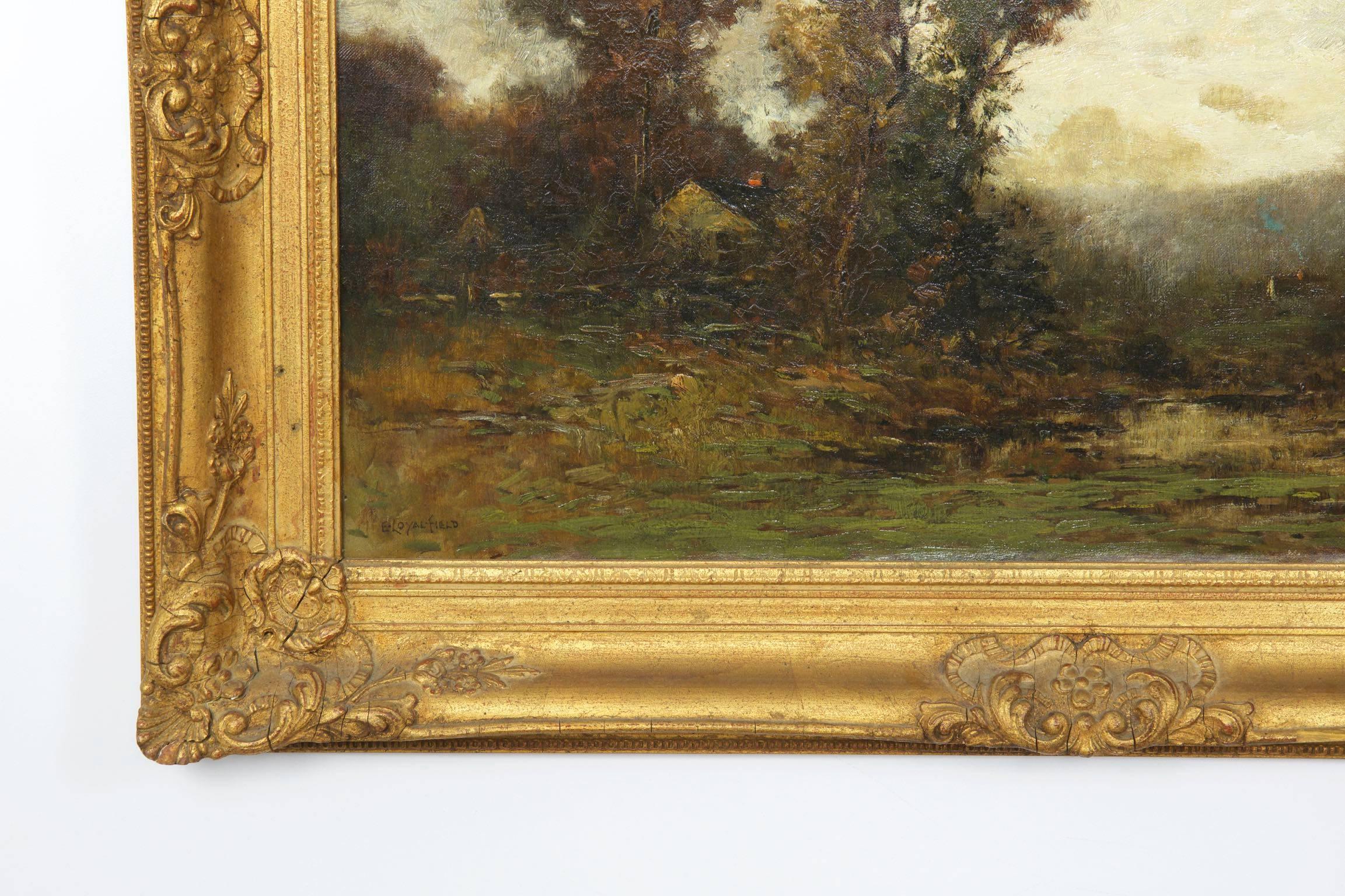 Fine Barbizon Tonalist Antique Landscape Oil Painting by Edward Loyal Field 6