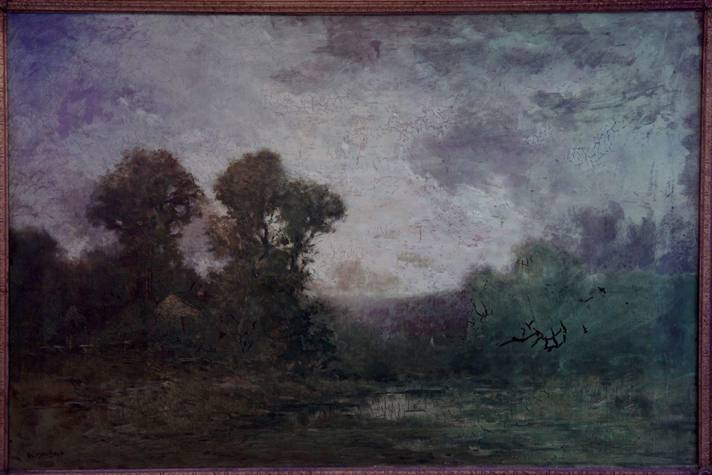 Fine Barbizon Tonalist Antique Landscape Oil Painting by Edward Loyal Field 8