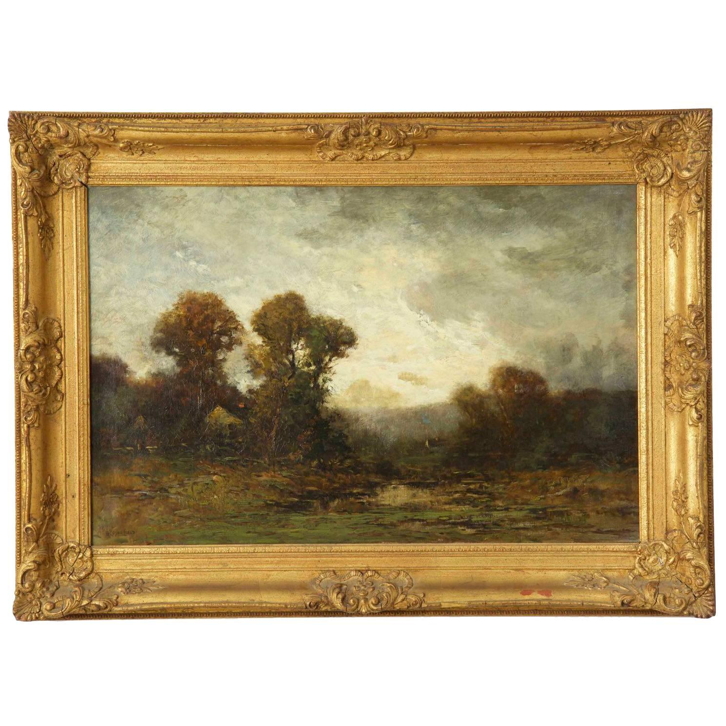 Fine Barbizon Tonalist Antique Landscape Oil Painting by Edward Loyal Field