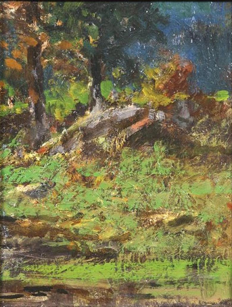 Senza titolo - {Campo con alberi e rocce} - Painting Impressionismo di Edward Loyal Field