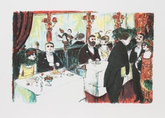 Cafe Rouge, Impressionist Lithograph by Edward M. Plunkett