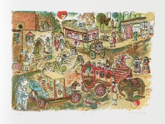 Toy Town, lithographie d'art populaire d'Edward M. Plunkett