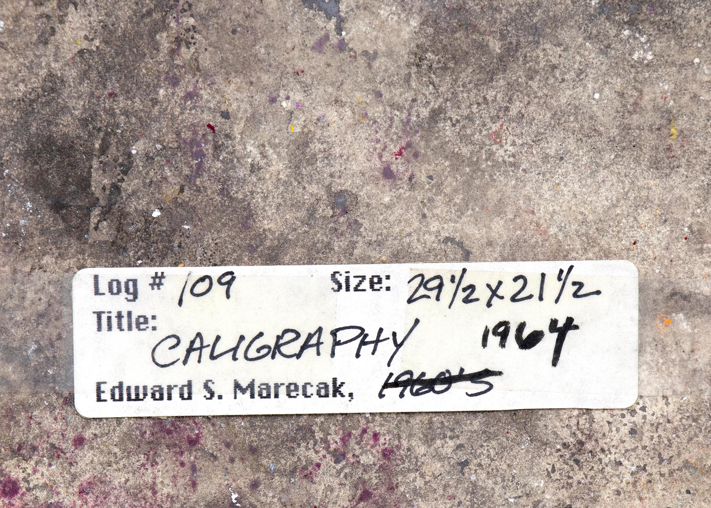 Kalligraphie, 1964 Abstraktes Gemälde aus der Mitte des Jahrhunderts von Edward Marecak, Denver Künstler im Angebot 6