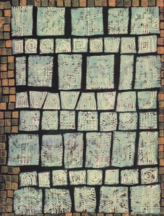 Edward Marecak Mystic Writing Abstract Ink Acrylic Mid Century Painting