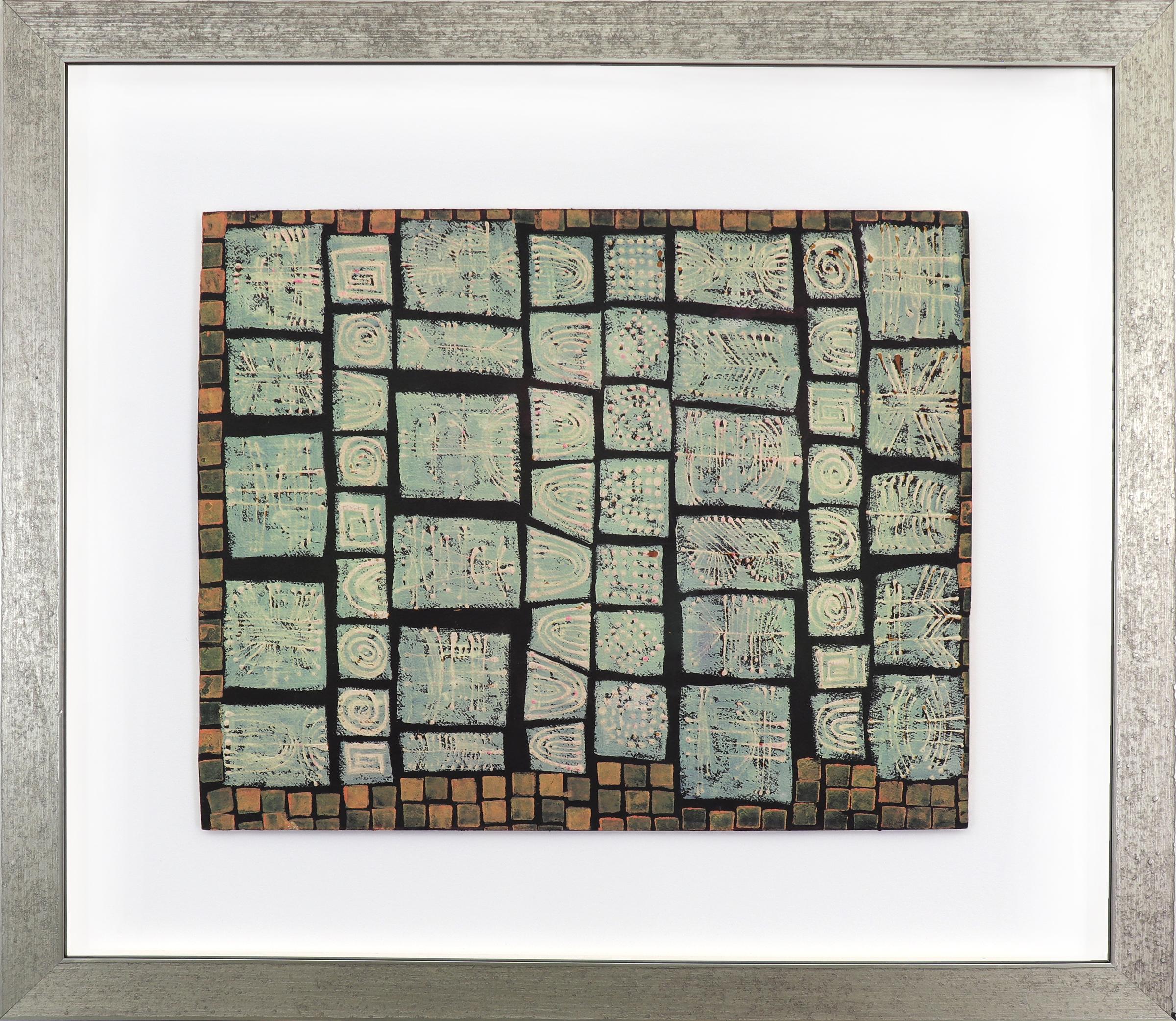 Peinture abstraite à l'encre et à l'acrylique du milieu du siècle dans les tons verts, bruns et blancs The Moderns en vente 4