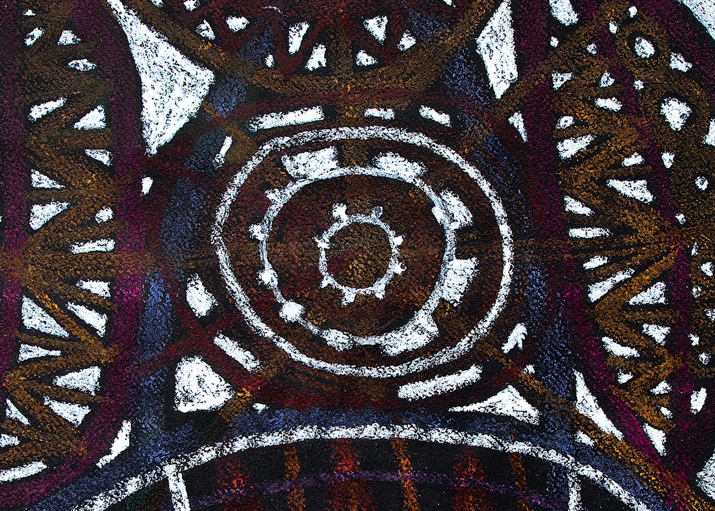 Stillleben- und runder Spitzentisch, 1960er Jahre, abstraktes Stillleben, Acryl und Pastell (Schwarz), Abstract Painting, von Edward Marecak