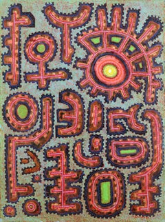 Edward Marecak Abstract Painting – The Garden, 1960s Mixed Media on Paper