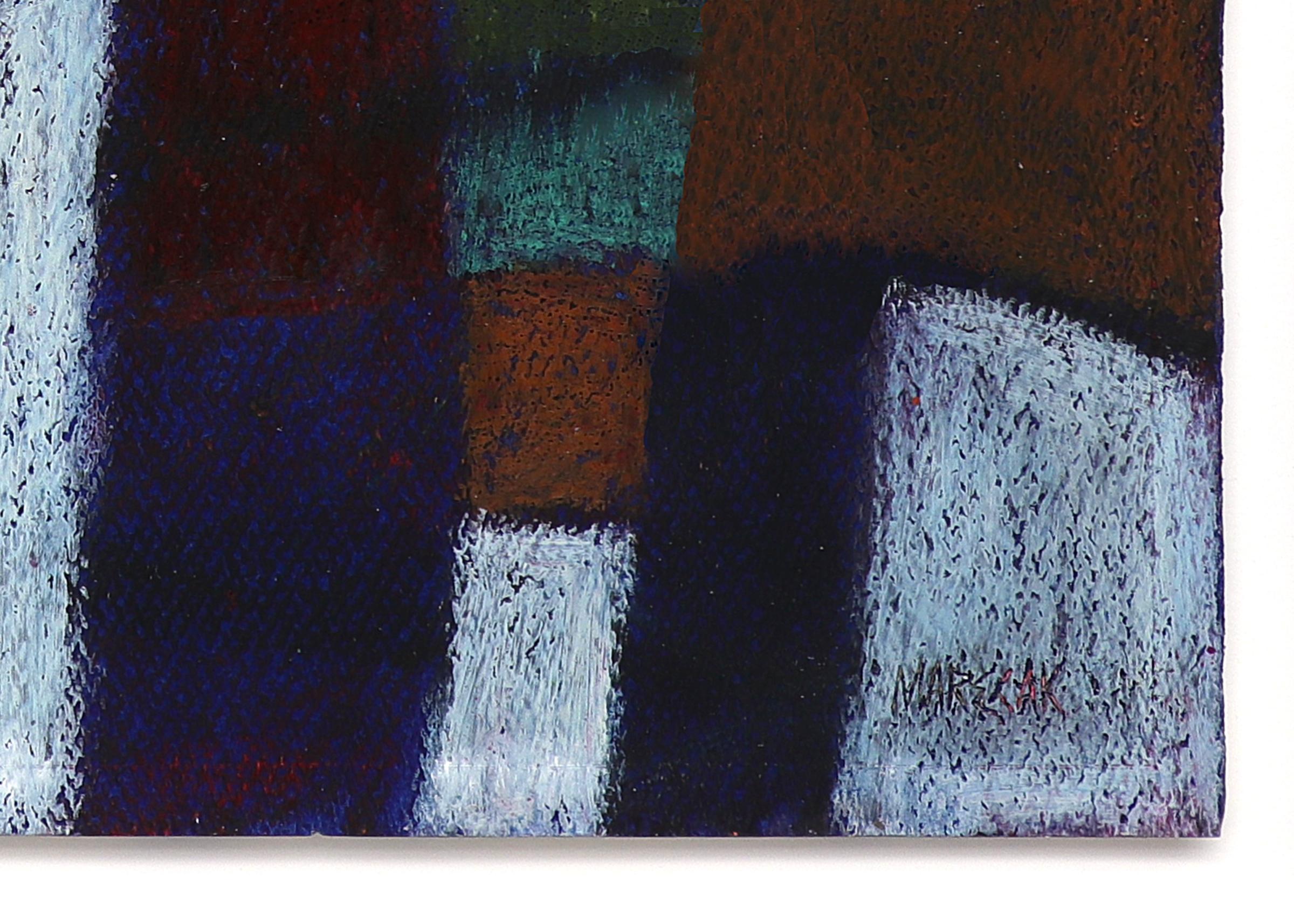 Peinture acrylique abstraite sans titre n° 26 des années 1970, technique mixte, bleu, violet et rouge en vente 3