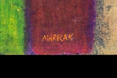 “Witches Banner” 1960s Abstract Painting by Edward Marecak, Signed, Unframed