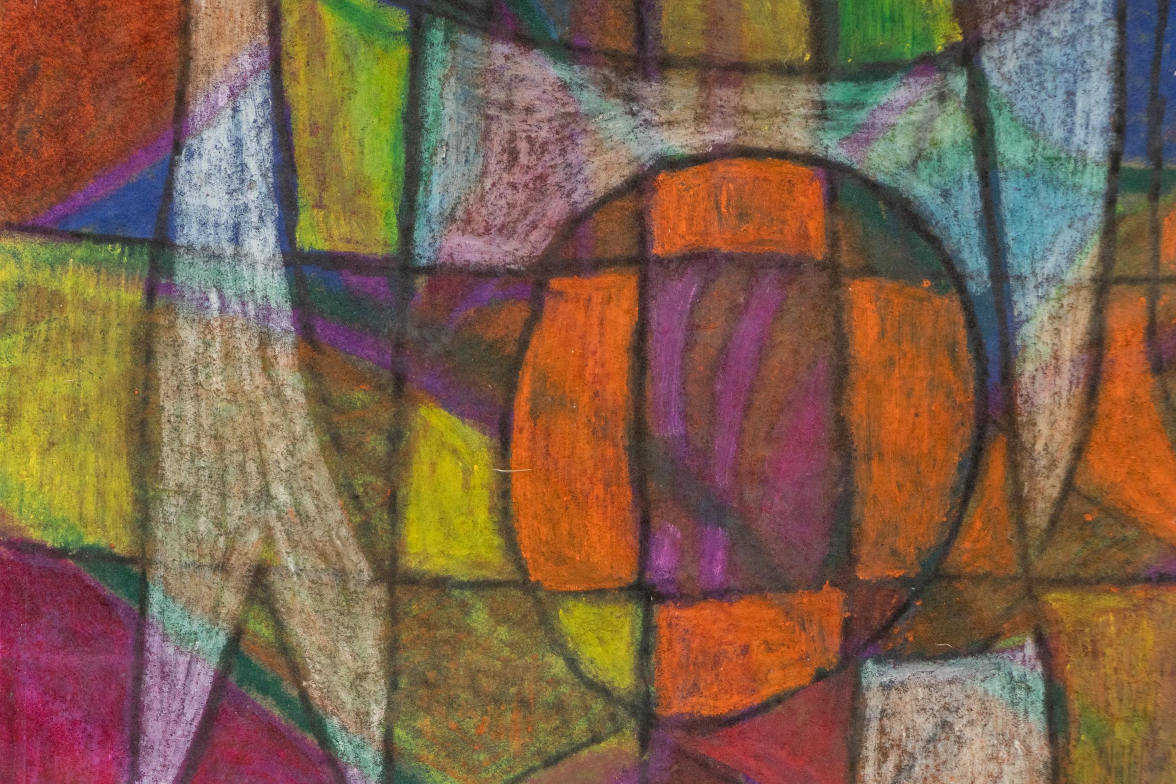 Witches Entrance 1960s Abstract Geometric Composition, Figures in Red Green Blue For Sale 2