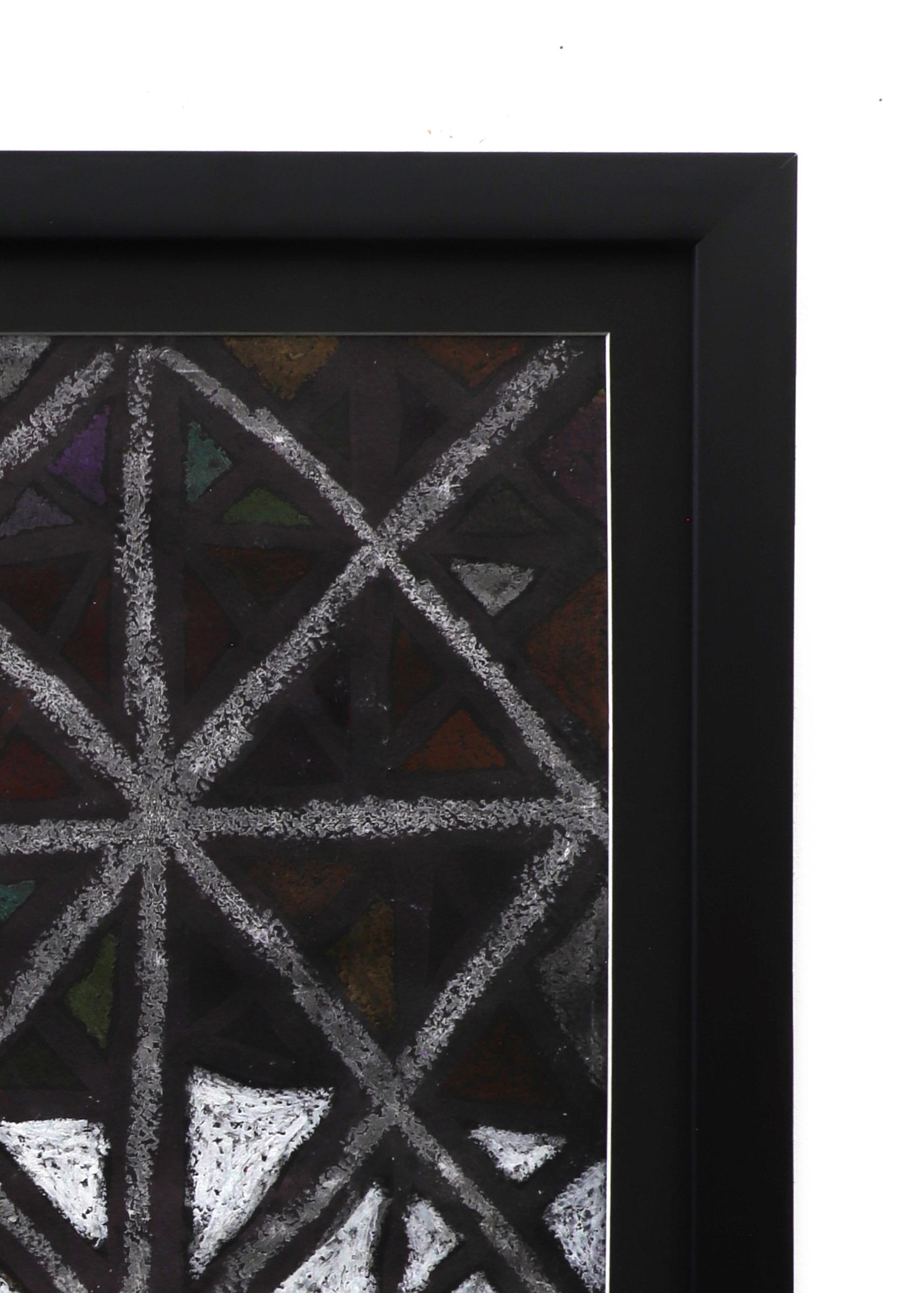 X Marks the Spot : 1960s Mid-Century Modern Abstract Acrylic & Pastel Mixed Media en vente 9
