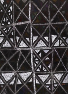 X Marks the Spot: 1960er Jahre Mid-Century Modern Abstraktes Acryl & Pastell Mixed Media