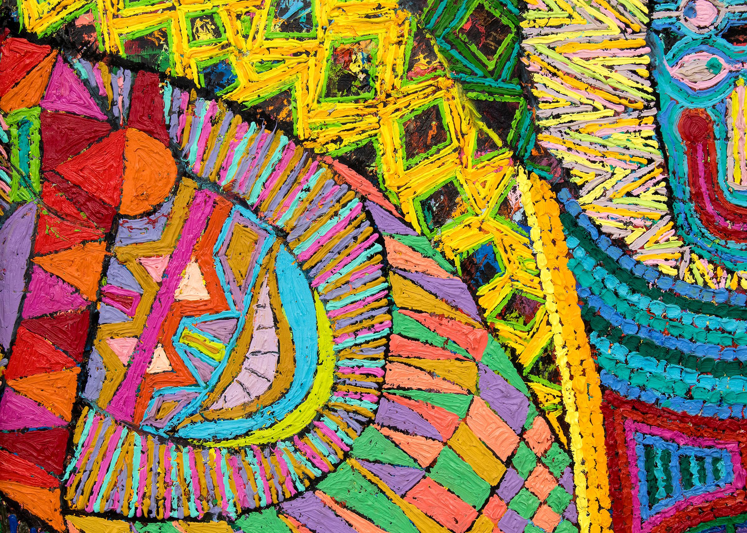 “Clowns, Jugglers and Acrobats” by Edward Marecak, 1986 Abstract Circus Art For Sale 1