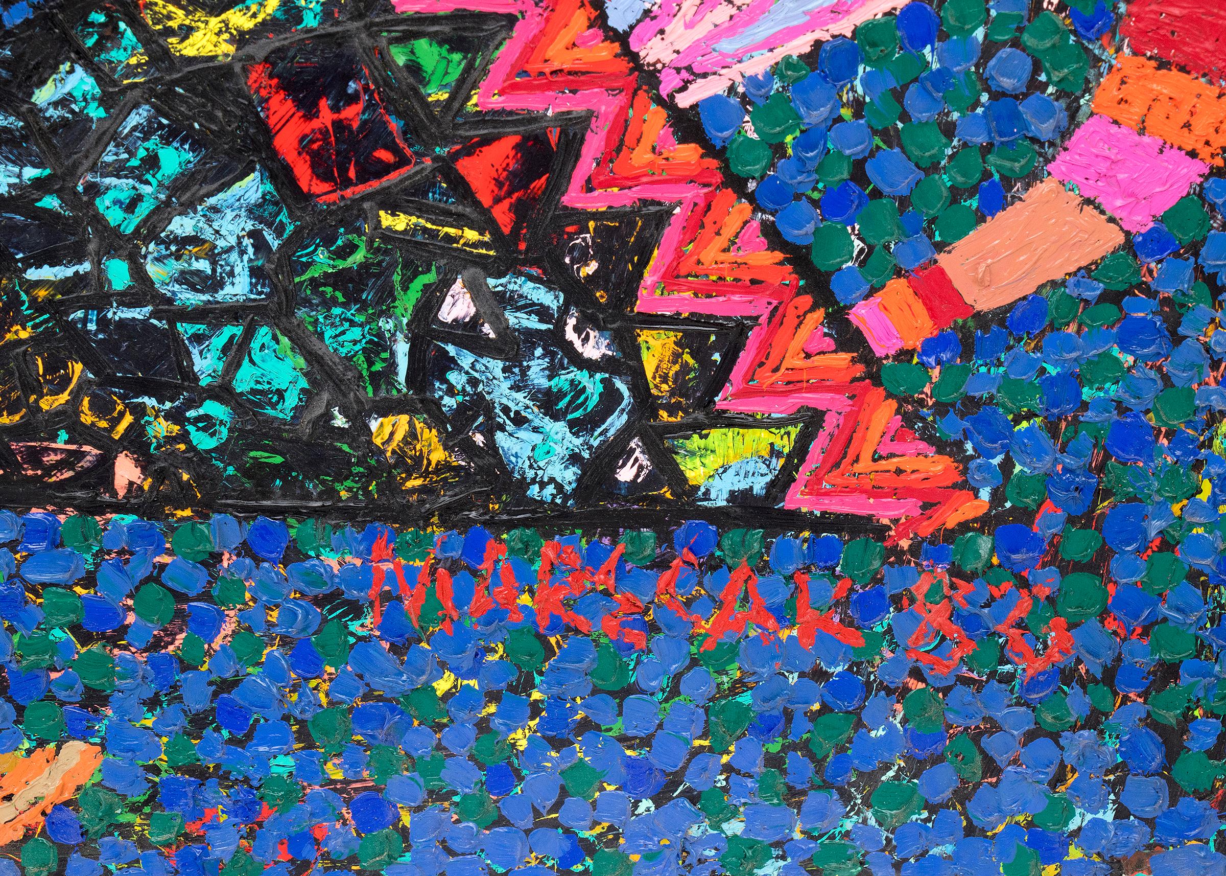 “Clowns, Jugglers and Acrobats” by Edward Marecak, 1986 Abstract Circus Art For Sale 4
