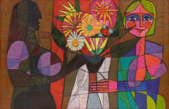 Edward Marecek “Demeter and Persephone” 1960s Mid-Century Modern Oil Painting