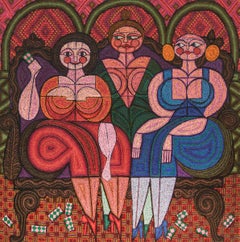 Edward Marecak "I Have the Trump Card" 1991 Abstract Figurative Oil Painting