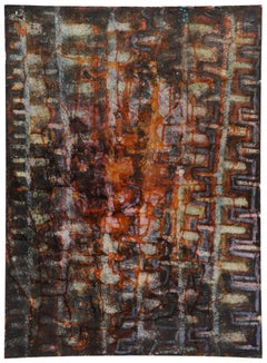 Edward Marecak "Mystic Ladders" Abstraktes Gemälde in Mischtechnik aus der Jahrhundertmitte