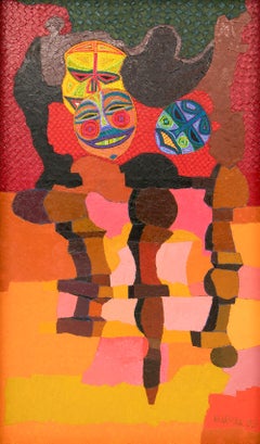 Edward Marecak “Still Life with Masks” 1983 Semi-Abstract Denver Modernist