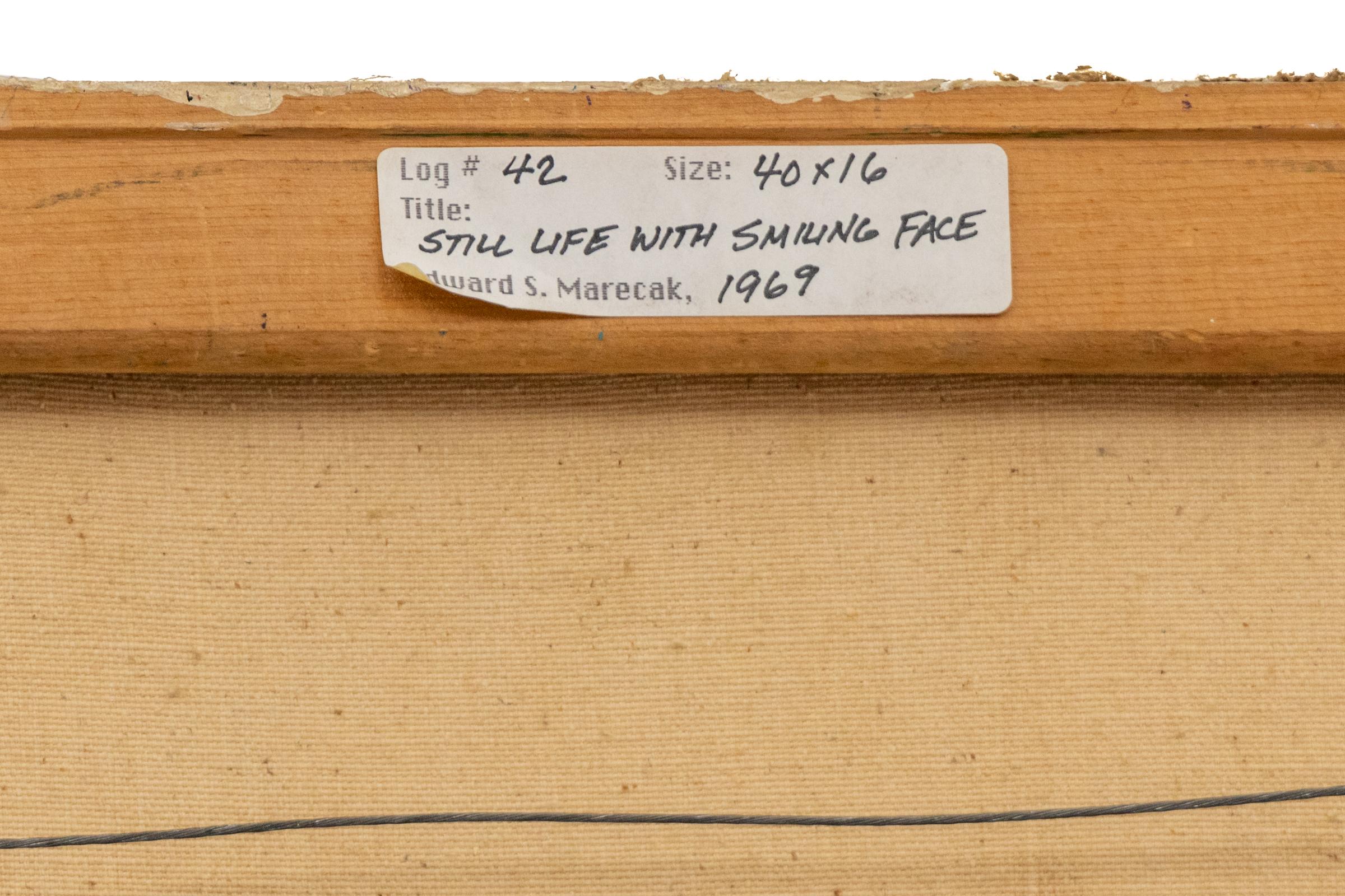 Edward Marecak “Still Life with Smiling Face” 1969 Original Oil Painting en vente 5