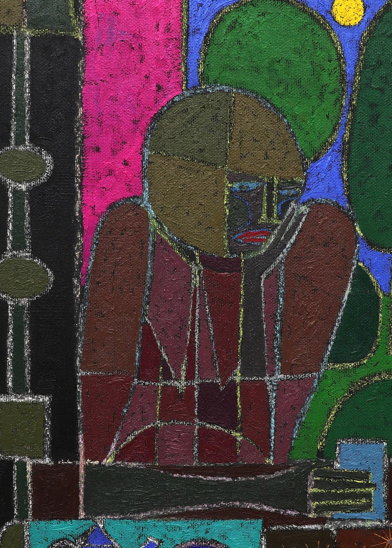 Edward Marecak The Argument, 1960s Vintage SemiAbstract Oil Painting