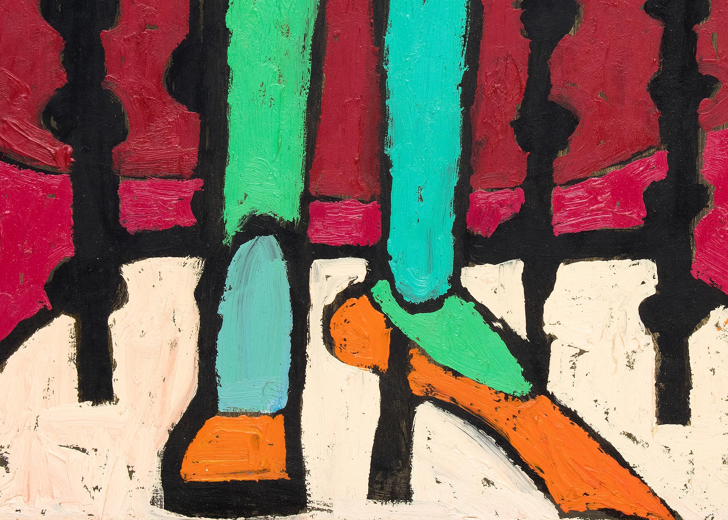 Trittico figurato astratto degli anni '60 'La danza di Salomè' Pittura ad olio vibrante in vendita 3