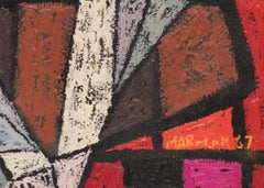 The Death of Gilgamesh (Abstract/Cubist Style Painting with Male Nude Figures)